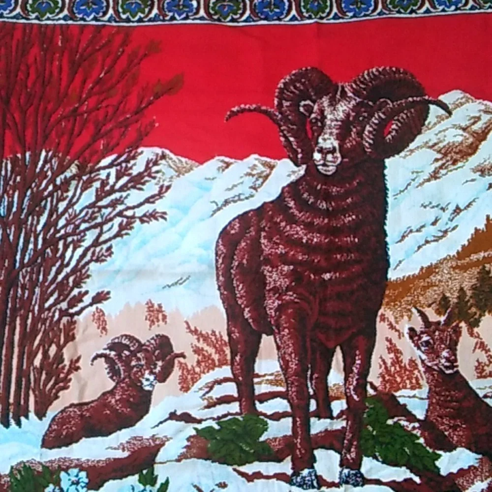 🫎  Vintage BIG HORN SHEEP Wall Hanging  TAPESTRY EPLVC 38
